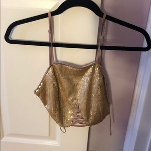 Cropped gold sparkle rave top